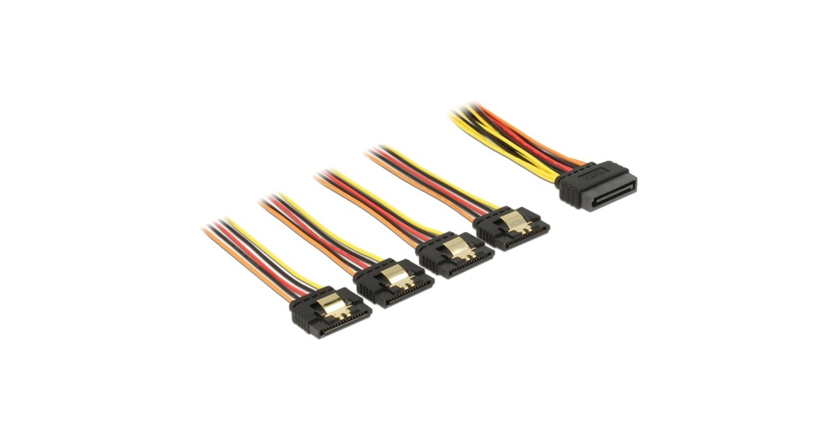 Delock DeLOCK SATA 15Pin Stecker > 4x Buchse, gewinkelt Computer-Kabel, Anschlüsse: 1x 15-Pin