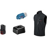 Bosch Heat+Jacket GHV 12+18V Kit Größe 3XL, Arbeitskleidung schwarz, inkl. Ladegerät GAL 12V-20 Professional, 1x Akku GBA 12V 2.0Ah