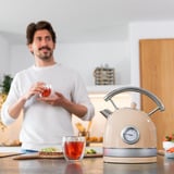 Cecotec Thermosense 420 Vintage Light Beige, Wasserkocher beige/edelstahl, 2.200 Watt, 1,8 Liter