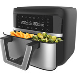 Cecotec Heißluftfritteuse Cecofry Dual 9000 schwarz/edelstahl, 2.850 Watt, Korb 9 Liter (teilbar in zwei 4,5 Liter Körbe)