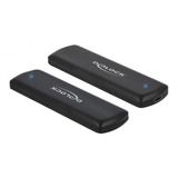 DeLOCK Externes USB Type-C Combo Gehäuse für M.2 NVMe PCIe oder SATA SSD, Laufwerksgehäuse schwarz, werkzeugfrei