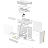 DeepCool CL6600 WH, Tower-Gehäuse weiß/holz, Tempered Glass