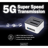 Digitus Dual SATA HDD Docking Station, Dockingstation silber/schwarz, USB 3.0, 2,5"/ 3,5"