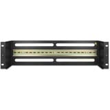 DeLOCK 19" Schutzschalterleiste mit Abdeckung und Hutschiene, Halterung schwarz, 3 HE, inkl. 2x Kabelzugentlastungschiene