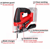 EINHELL Power X-Change Akku-Stichsäge TC-JS 18 Li-Solo, 18Volt rot/schwarz, ohne Akku und Ladegerät