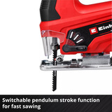 EINHELL Power X-Change Akku-Stichsäge TC-JS 18 Li-Solo, 18Volt rot/schwarz, ohne Akku und Ladegerät