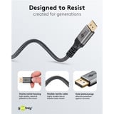 goobay Plus DisplayPort 2.0/2.1 Kabel, 8K @ 144Hz, 54 Gbit/s grau, 3 Meter
