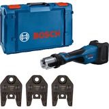 Bosch Akku-Presswerkzeug GPT 18V-32 Professional solo, 18Volt, Kit TH, Pressmaschine blau, ohne Akku und Ladegerät, 3 Pressbacken Standard TH, in L-BOXX