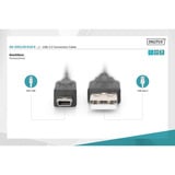 Digitus USB 2.0 Anschlusskabel USB-A (Stecker) > Mini-USB (Stecker) schwarz, 1,8 Meter