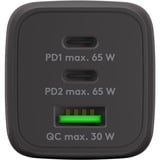 goobay USB-C PD Multiport-Schnellladegerät Nano 65 Watt schwarz, 1x USB-A, 2x USB-C PD, GaN-Technologie