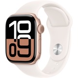 Apple Watch Series 10, Smartwatch roségold, Aluminium, 42 mm, Sportarmband blassrosa S/M, Cellular