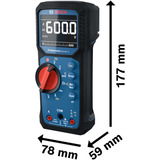 Bosch Professional Digitales Multimeter GDM 600-15 Professional, Messgerät blau/schwarz, 2x Batterien, Tasche
