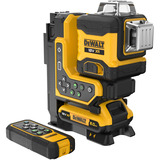 DEWALT Akku-Multilinienlaser 3x360° DCLE34035D1, 18Volt, mit Fernbedienung, Kreuzlinienlaser schwarz/gelb, mit grünen Laserlinien, XR Li-Ionen-Akku 2,0Ah, T-STAK Box