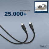 Digitus USB 2.0 Silikon-Anschlusskabel USB-C > USB-C schwarz, 0,5 Meter, PD, Laden mit bis zu 60 Watt