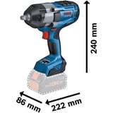 Bosch PRO Akku-Schlagschrauber BITURBO GDS 18V-1000 Professional, 18Volt blau/schwarz, 2x Akku ProCORE18V 8,0Ah, 1/2", in L-BOXX