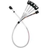 SilverStone Adapterkabel SST-CPS05-RE, mini-SAS SFF 8643 > 4x SATA hellblau, 60cm