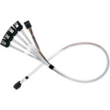 SilverStone Adapterkabel SST-CPS05-RE, mini-SAS SFF 8643 > 4x SATA hellblau, 60cm