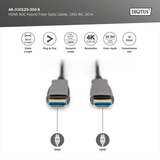 Digitus HDMI AOC Hybrid Glasfaserkabel, UHD 4K schwarz, 30 Meter