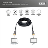 Digitus HDMI AOC Hybrid Glasfaserkabel, UHD 4K schwarz, 30 Meter