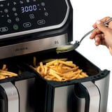 Ariete Heißluftfritteuse Dual Metal 9 L edelstahl/schwarz, 2.100 Watt, 2 Körbe je 4,5 Liter