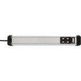 Brennenstuhl Premium-Alu-Line Steckdosenleiste 6-fach, 3x 2fach schaltbar schwarz/aluminium, 3 Meter Kabel, mit 3 Sicherheitsschaltern