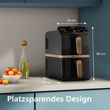 Philips Doppel-Heißluftfritteuse NA462/70 schwarz, 2.750 Watt, 2 Körbe je 5 Liter