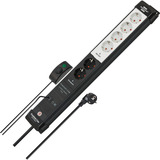 Brennenstuhl Premium-Line Comfort Switch Plus Steckdosenleiste 6-fach, 2x permanent schwarz/hellgrau, 3 Meter Kabel, mit Hand-/Fußschalter