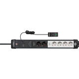 Brennenstuhl Premium-Line Comfort Switch Plus Steckdosenleiste 6-fach, 2x permanent schwarz/hellgrau, 3 Meter Kabel, mit Hand-/Fußschalter