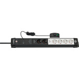 Brennenstuhl Premium-Line Comfort Switch Plus Steckdosenleiste 6-fach, 2x permanent schwarz/hellgrau, 3 Meter Kabel, mit Hand-/Fußschalter