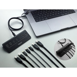 DeLOCK USB 10 Gbps Hub mit 3 USB Type-C und 4 USB Typ-A Ports, USB-Hub schwarz