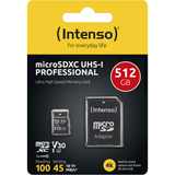Intenso UHS-I Professional 512 GB microSDXC, Speicherkarte schwarz, UHS-I U3, Class 10