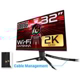 ASRock PG32QF2B, Gaming-Monitor 80 cm (31.5 Zoll), schwarz, QHD, VA, HDMI, DP, Free-Sync, Wi-Fi-Antenne, 165Hz Panel