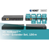 Digitus 4K HDBaseT HDMI Extender Set, 150 Meter, HDMI Verlängerung schwarz, Sendeeinheit + Empfängereinheit