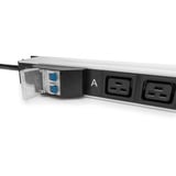 Digitus Basis IT PDU mit Aluminiumprofil, 24x C13, 4x C19, Steckdosenleiste schwarz/aluminium, 3 Meter Kabel, 1-phasig 32A, IEC309 32A Stecker