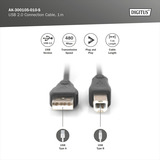 Digitus USB 2.0 Anschlusskabel USB-A (Stecker) > USB-B (Stecker) schwarz, 1 Meter