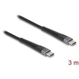 DeLOCK USB 2.0 Kabel, USB-C Stecker > USB-C Stecker mit verlängertem Knickschutz schwarz, 3 Meter, PD 3.0, Laden mit bis zu 60 Watt