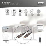 Digitus HDMI / Micro HDMI AOC Hybrid Glasfaserkabel, UHD 4K schwarz, 20 Meter, abnehmbare Stecker