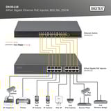Digitus 8-Port Gigabit Ethernet PoE Injektor, 802.3bt, 250W, PoE-Injektor grau