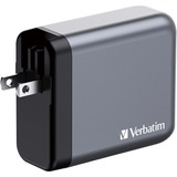 Verbatim GaN-Ladegerät 140W, 1x USB-A , 3x USB-C grau, PD 3.1, PD 3.0, QC 3.0