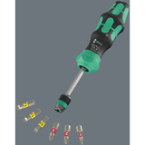 Wera Kraftform Kompakt 25 RA-R mit Tasche, Bit-Satz schwarz/grün, 6-teilig, 1/4", mit Ratschenfunktion und Rapidaptor Schnellwechselfutter