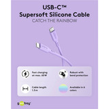 goobay USB 2.0 Silikonkabel lila, USB-C Stecker > USB-C Stecker lila, 1,5 Meter, PD 60 Watt