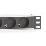 Digitus 10" Steckdosenleiste mit Aluminiumprofil, 4-fach, 1HE schwarz/aluminium, 2 Meter Kabel, Stecker Typ-C