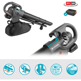 GARDENA Akku-Laubsauger/Laubbläser PowerJet Collect 18V P4A, Ready-To-Use Set grau/schwarz, Li-Ion Akku 4,0Ah, POWER FOR ALL ALLIANCE
