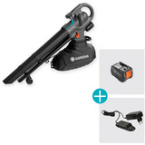 GARDENA Akku-Laubsauger/Laubbläser PowerJet Collect 18V P4A, Ready-To-Use Set grau/schwarz, Li-Ion Akku 4,0Ah, POWER FOR ALL ALLIANCE