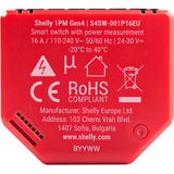 Shelly 1PM Gen4, Relais rot, 4er Pack