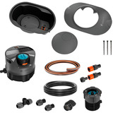 GARDENA Pipeline Bewässerungssystem AquaPrecise Komplett-Set, unterirdisch, Sprinklersystem grau/türkis, mit Pipeline Schacht und Deckel