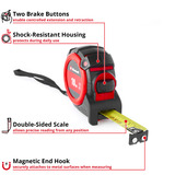 EINHELL Bandmaß, 10 Meter schwarz/rot