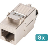 Digitus Keystone-Modul Cat. 8.1, geschirmt, 8 Stück silber, werkzeugfreier Montageanschluss