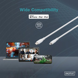 Digitus USB 2.0 Silikon-Kabel USB-C > Lightning, MFI zertifiziert weiß, 2 Meter, PD 2.0, Laden mit bis zu 60 Watt