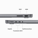 Apple MacBook Pro (14") 2023, Notebook grau, 8 GB, 512 GB (512 GB SSD), M3 10-Core GPU, MacOS, Deutsch